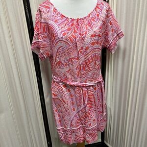 Trina Turk Pink and White Patterned Mini Dress